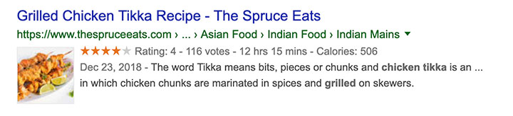 example of rich snippet in search results - WordPress網(wǎng)站SEO審查全攻略 - NUTSWP 一個(gè)食譜類型Schema的例子