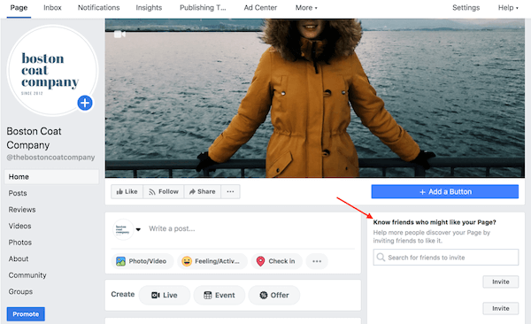 查看標題為“Know friends who might like your Page?”的部分