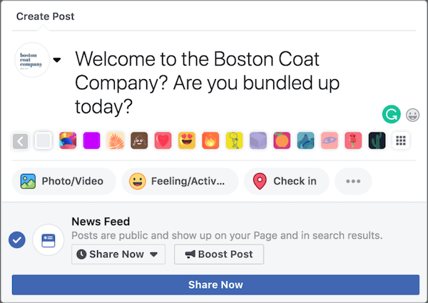 在Facebook專頁發帖