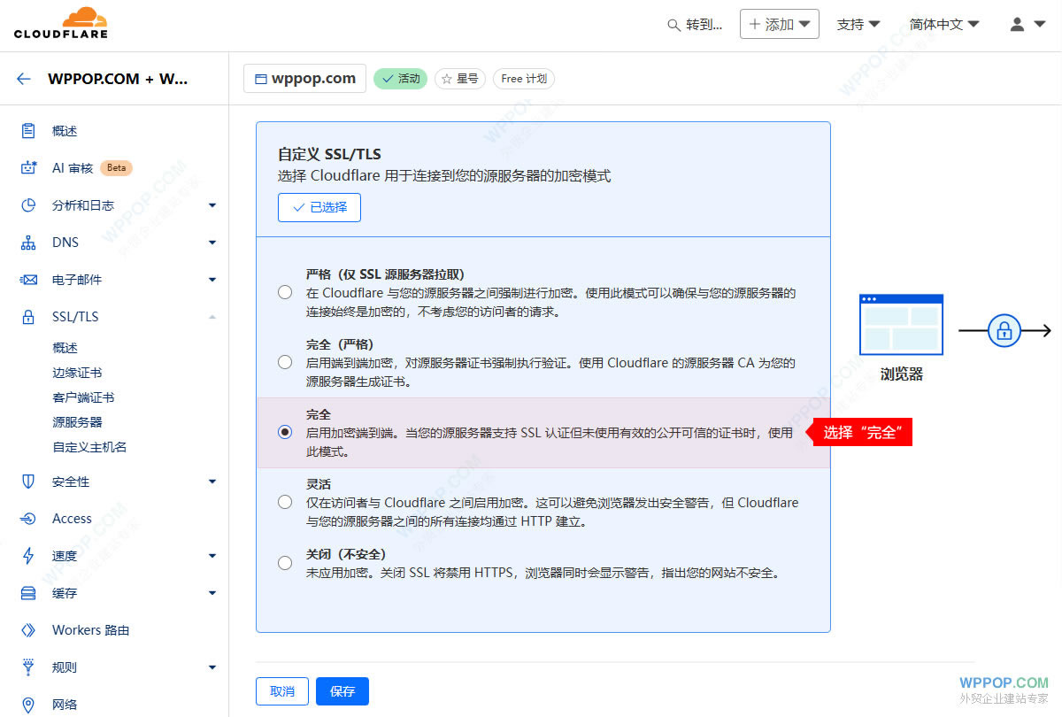 CloudFlare 導致“重定向的次數過多”的問題解決方法 - 常見問題 - 4 CloudFlare設置 SSL 加密模式為“完全”